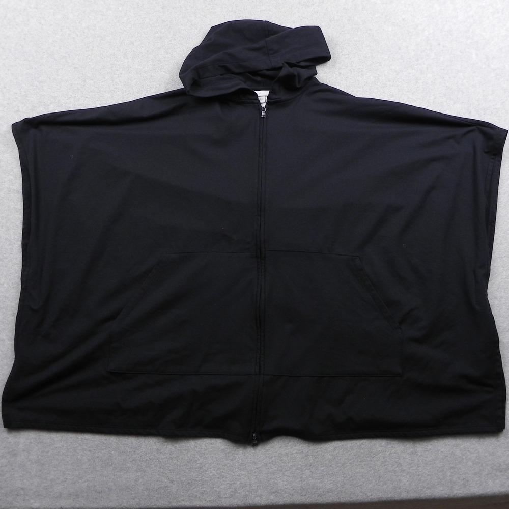 J. Jill Fit Poncho Hoodie Womens XS/S Oversized Full Zip Activewear Black Solid